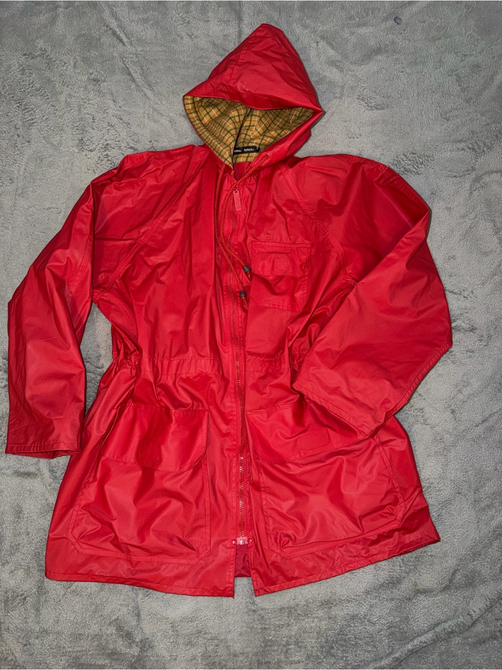 Vintage Totes Womens Size Medium Red Rain Coat Jacket